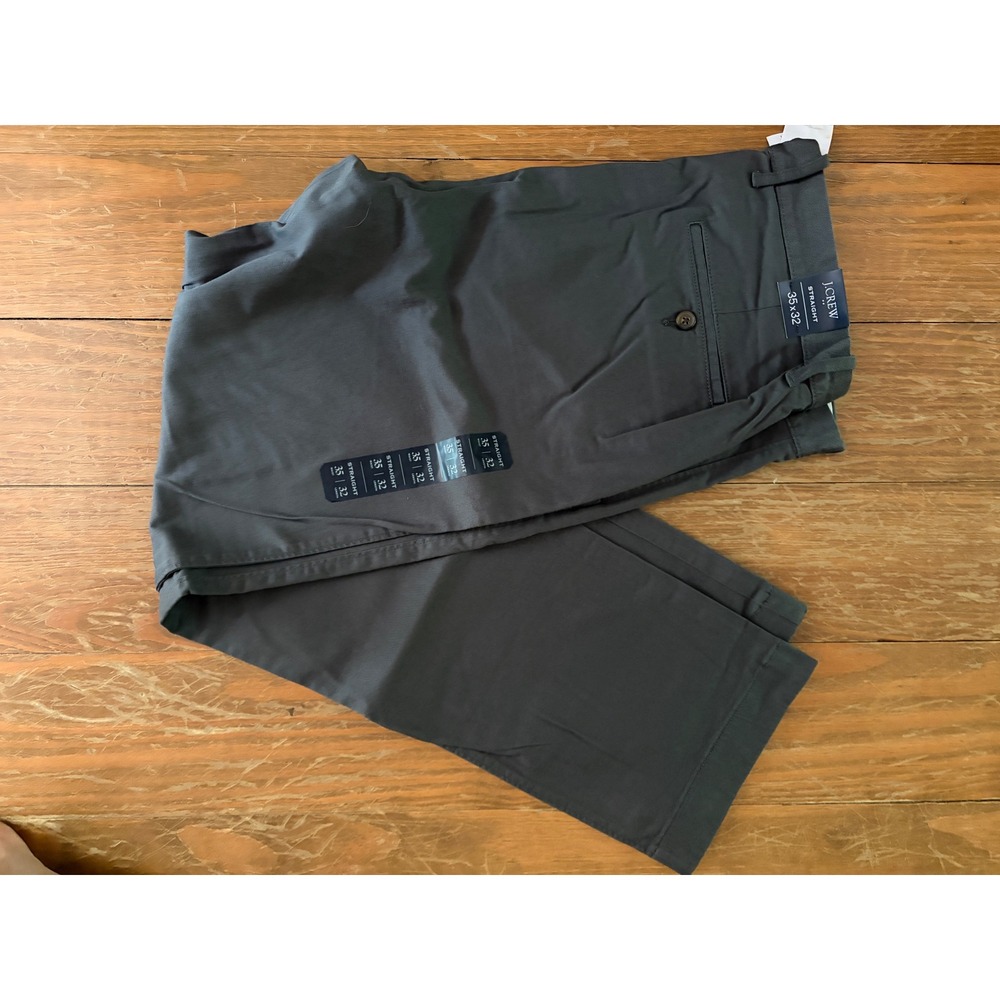 J.Crew Factory Flex Straight Fit Chino Pants Mens 35x32 Charcoal Gray G3186
